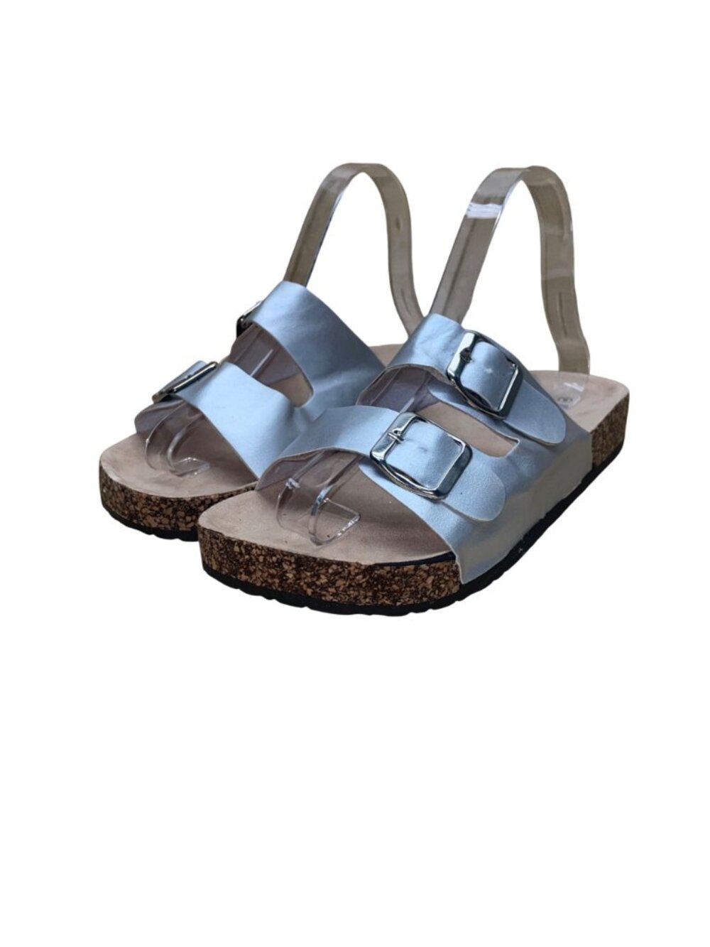 Alexis Bendel Women’s Silver Double-Buckle Cork Sole Kylie Slip-On Sandal Size 9 - Picture 3 of 9